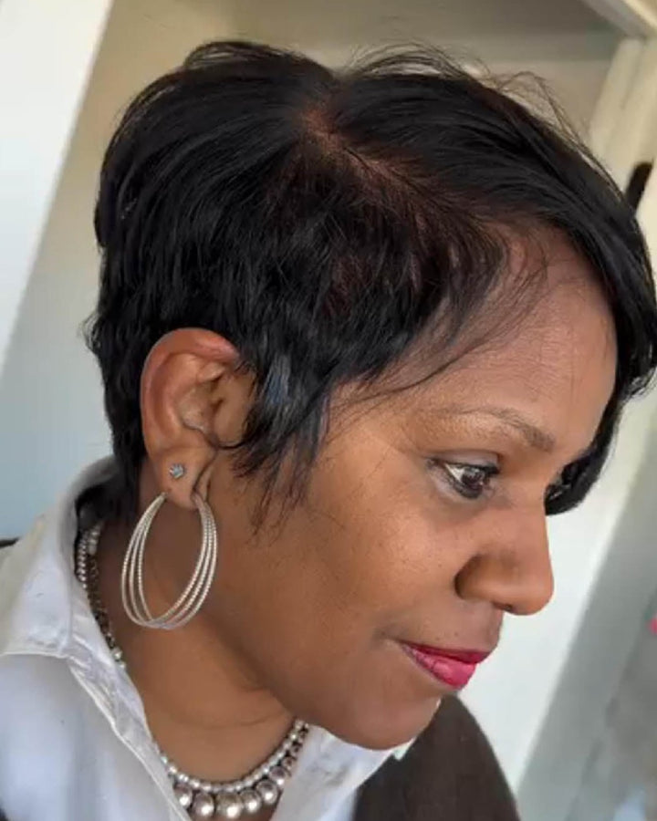 Pixie Cut Long Bangs Lace Front Wig Short Hair