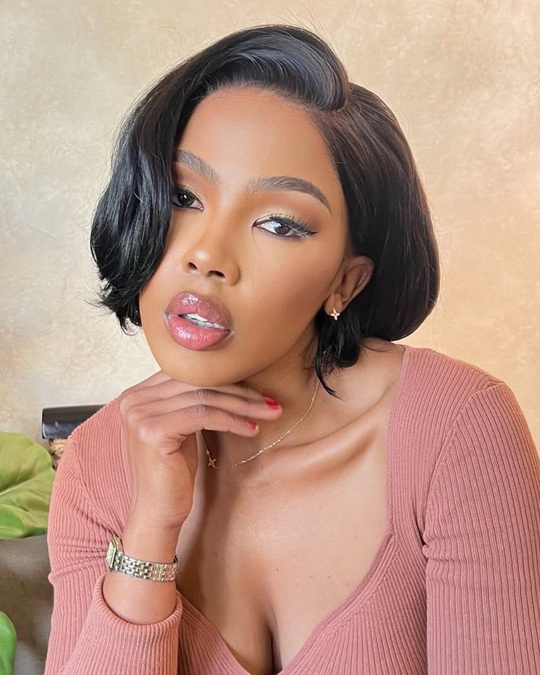 Side Part Layered Wave Bob 5x5 Lace Closure Wig
