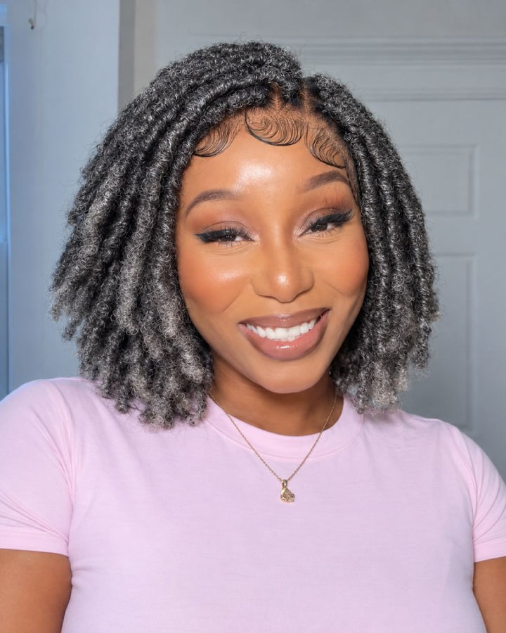 Salt and Pepper HD Full Lace Twist-out Pixie Wig with Baby Hairs