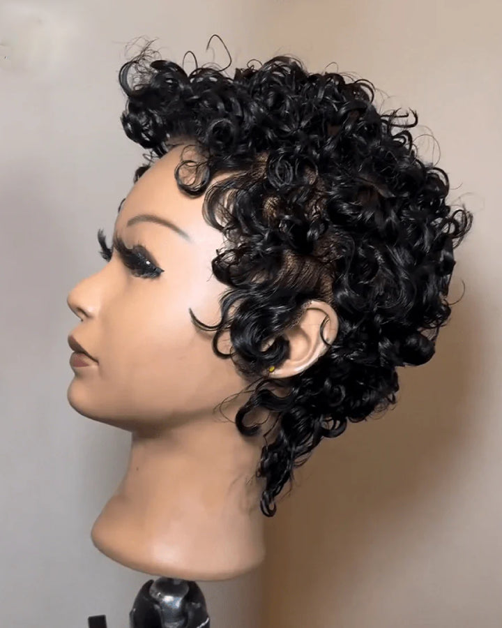 Full Lace Wave Curls Short Pixie Cut Wig