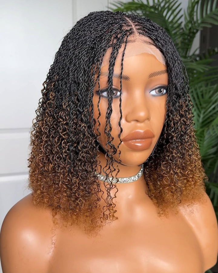 Ombre Honey Gold Full Lace island twists Knotless Braids Invisi Drawstring Wig