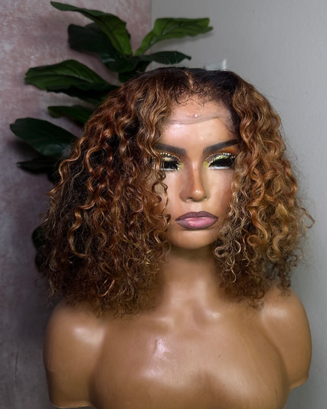 Kinky Curl Blonde Highlight 4c Edges 5x5 Closure Lace Wig