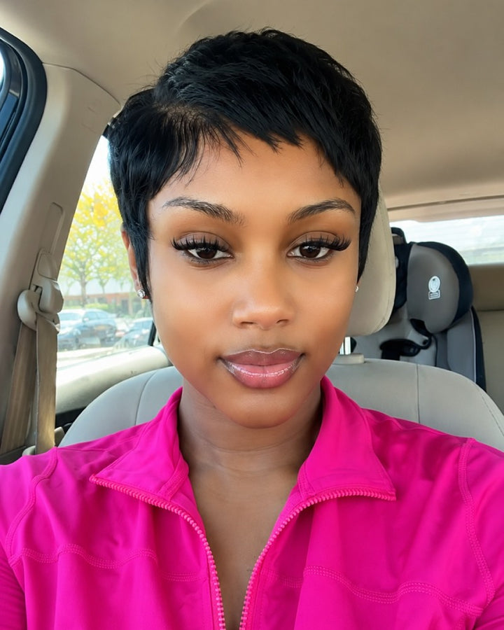 Realistic Full Lace Side Part Layered Pixie Cut Wig