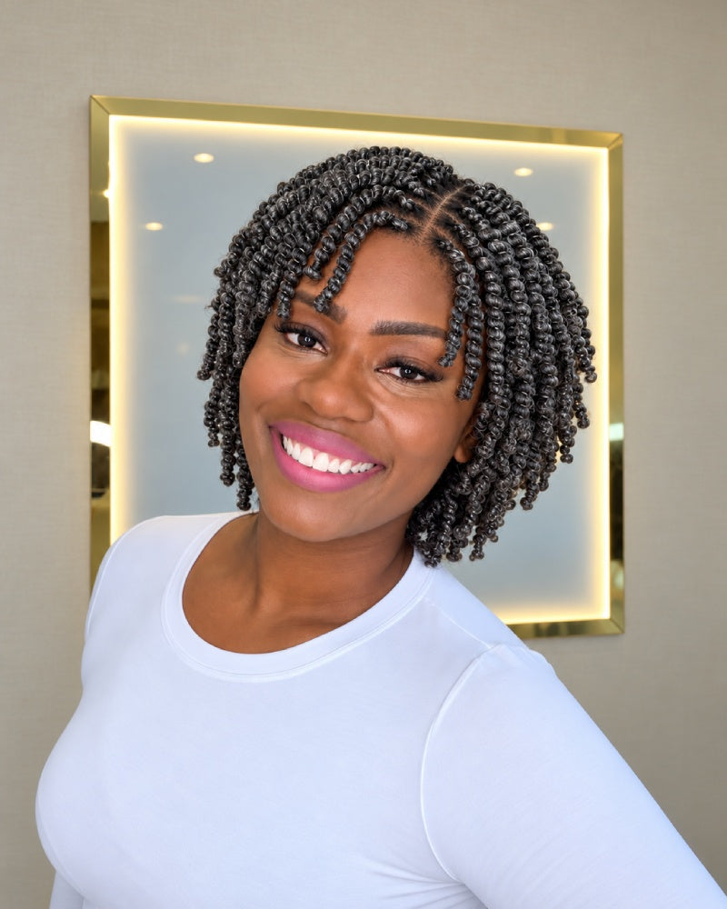 Salt and Pepper HD Full Lace Twist-out Afro Pixie Wig