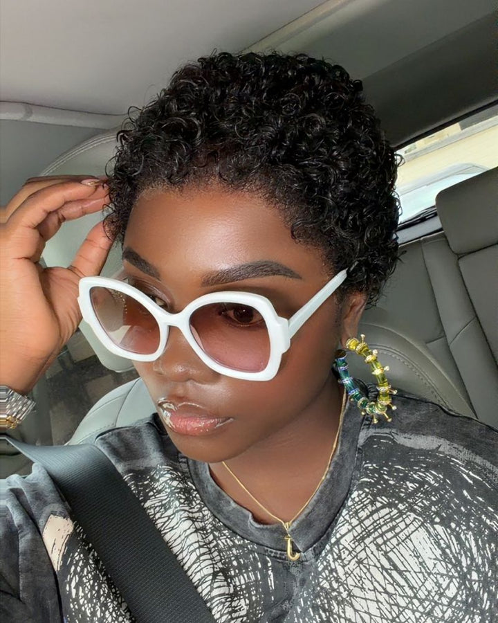 Black Mini Curly Coco Pixie Lace Front Wig