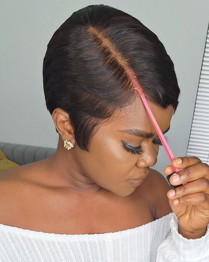 Side Parted Short Full Lace Human Hair Wig