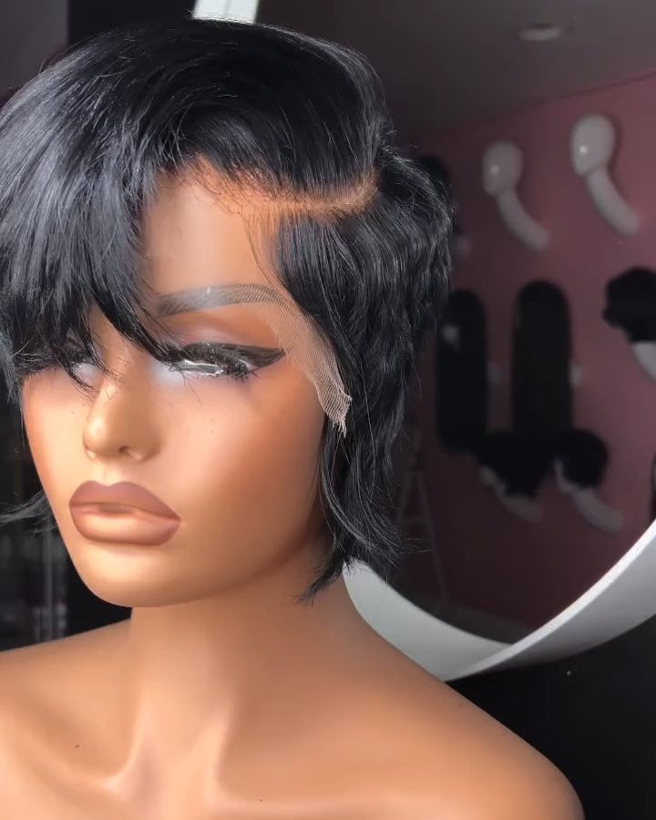 Side-Parted Short Pixie 5x5 Lace Closure Wig