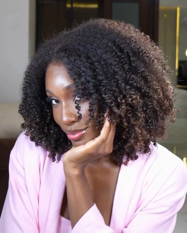 Glueless Luxurious Curls HD Lace Closure With 4C Kinky Edges Pre-cut Wig