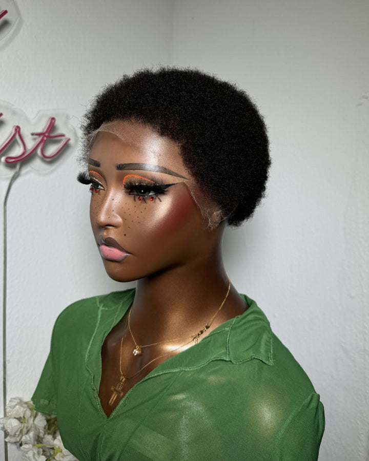 Full Lace Natural Black Afro Low Cut Wig