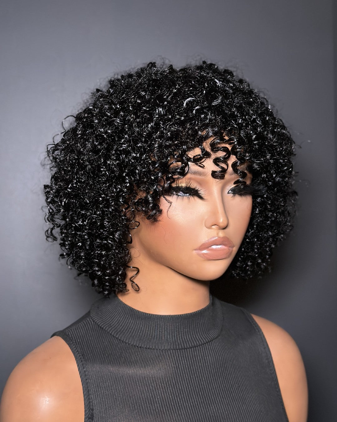 Glueless Bouncy Curly Wig With Bangs