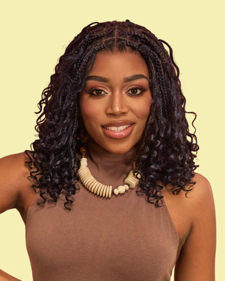 Full Lace Knotless Boho Curls Braided Bob Wig