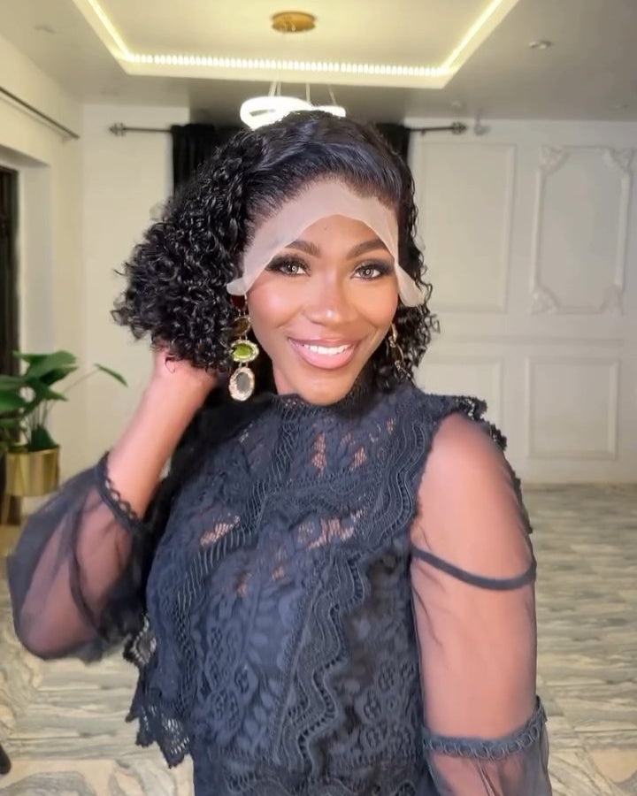 Double drawn water curly 13x4 Lace front wig