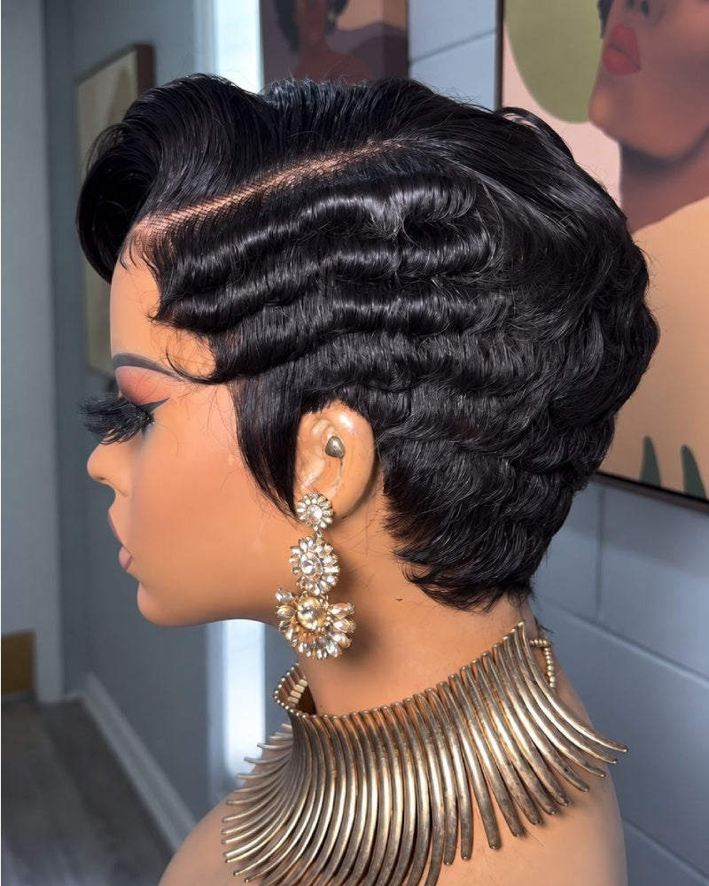 Gala Glam Sculpted Curl Pixie 13x6 Lace Wig with Finger Waves