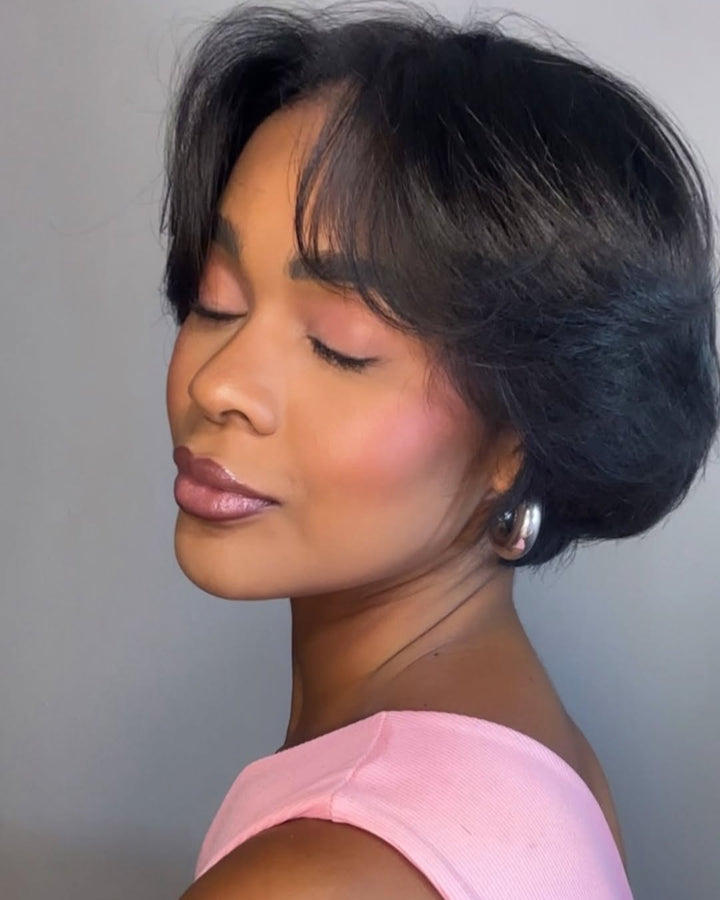 Korean Pixie Middle Part Layered Lace Front Wig