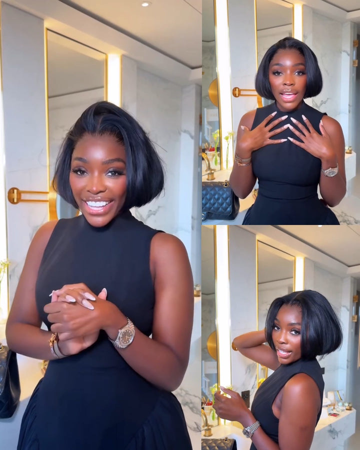 Short Cut Silky Straight Bob Lace Front Wig