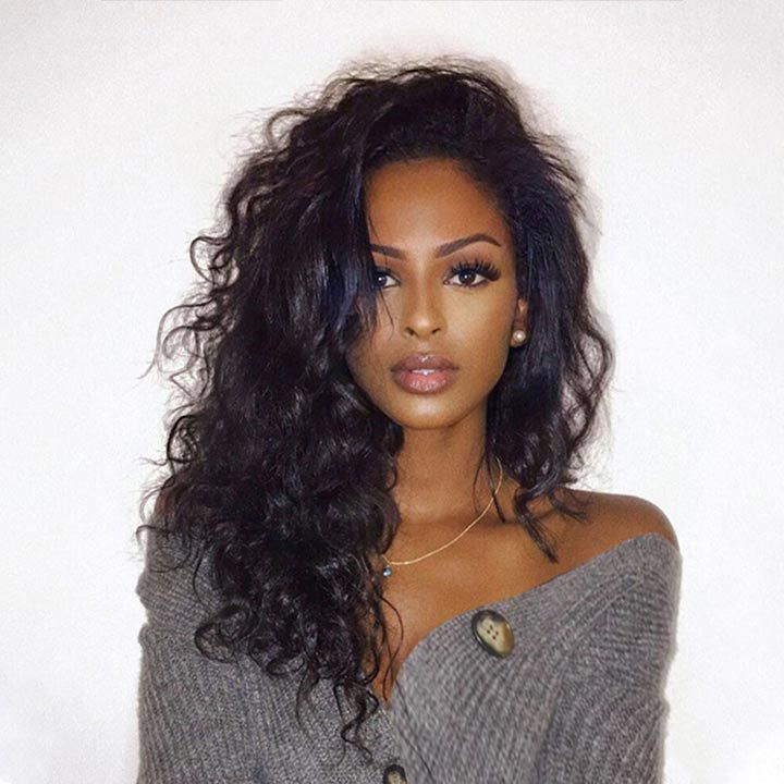 Fluffy Natural Wavy 13X4 Lace Frontal Wig 100% Human Hair