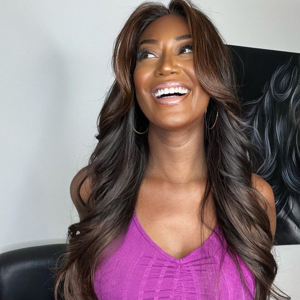 Layered Curtain Bangs With Rich Honey Brown Ombre Lace Frontal Wig