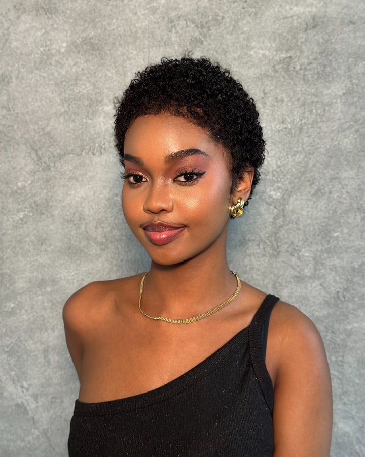 Beginner Friendly Full Lace 3C Curly Pixie Wig For Daily Wear