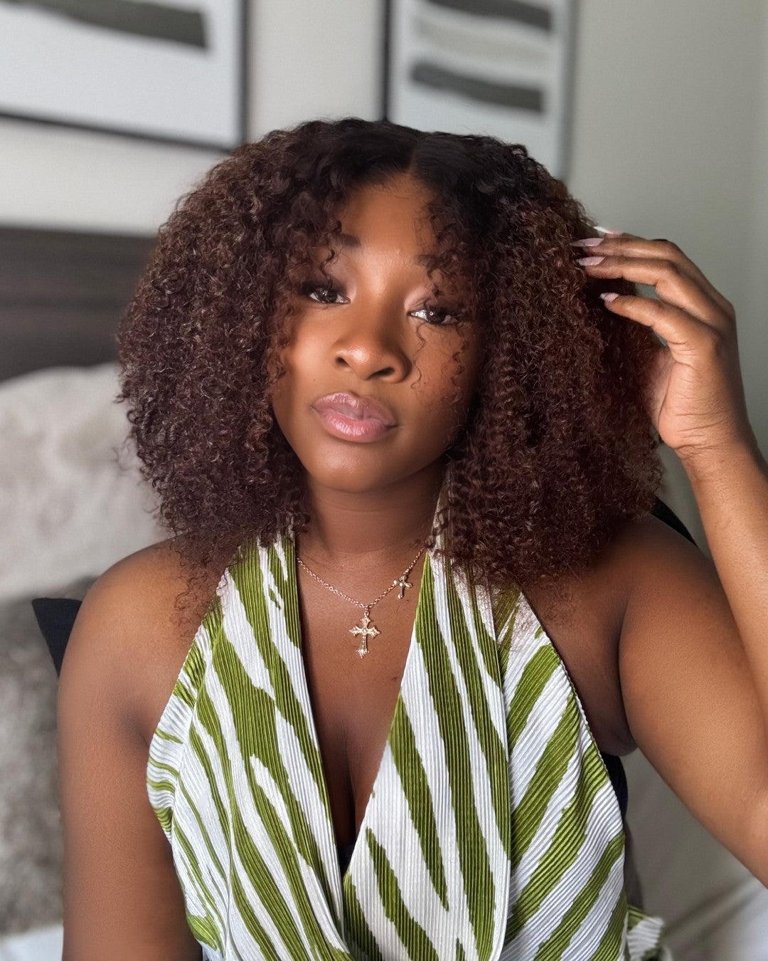 Fluffy Ombre Brown Jerry Curly 5x5 Lace Closure Wig