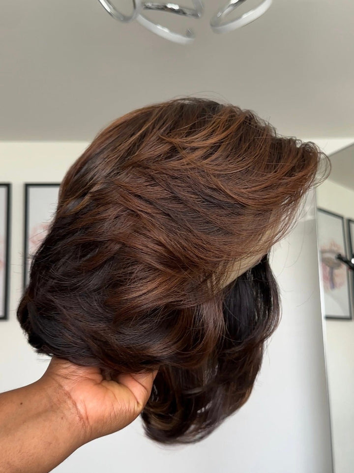 Heavy Layered And Curled Bob 5x5 Lace Closure Wig