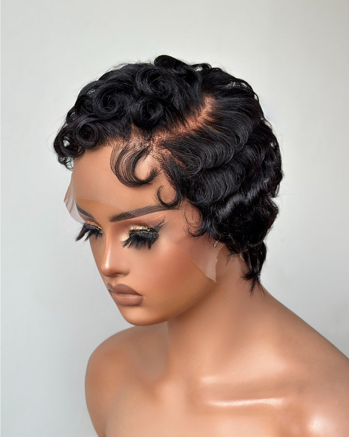 Finger Wave Short Pixie Full Lace Wig