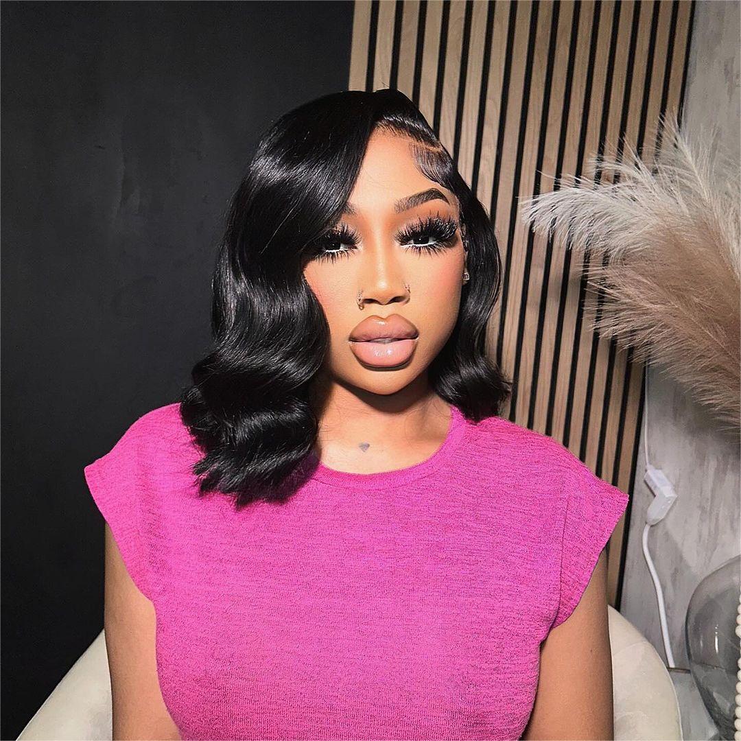 Luxury Side Part Bob With Glam Waves 5x5 Lace Closure Wig