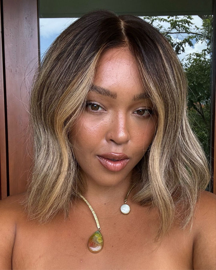 Melted Brown Highlighted Wavy 5x5 Lace Closure Wig