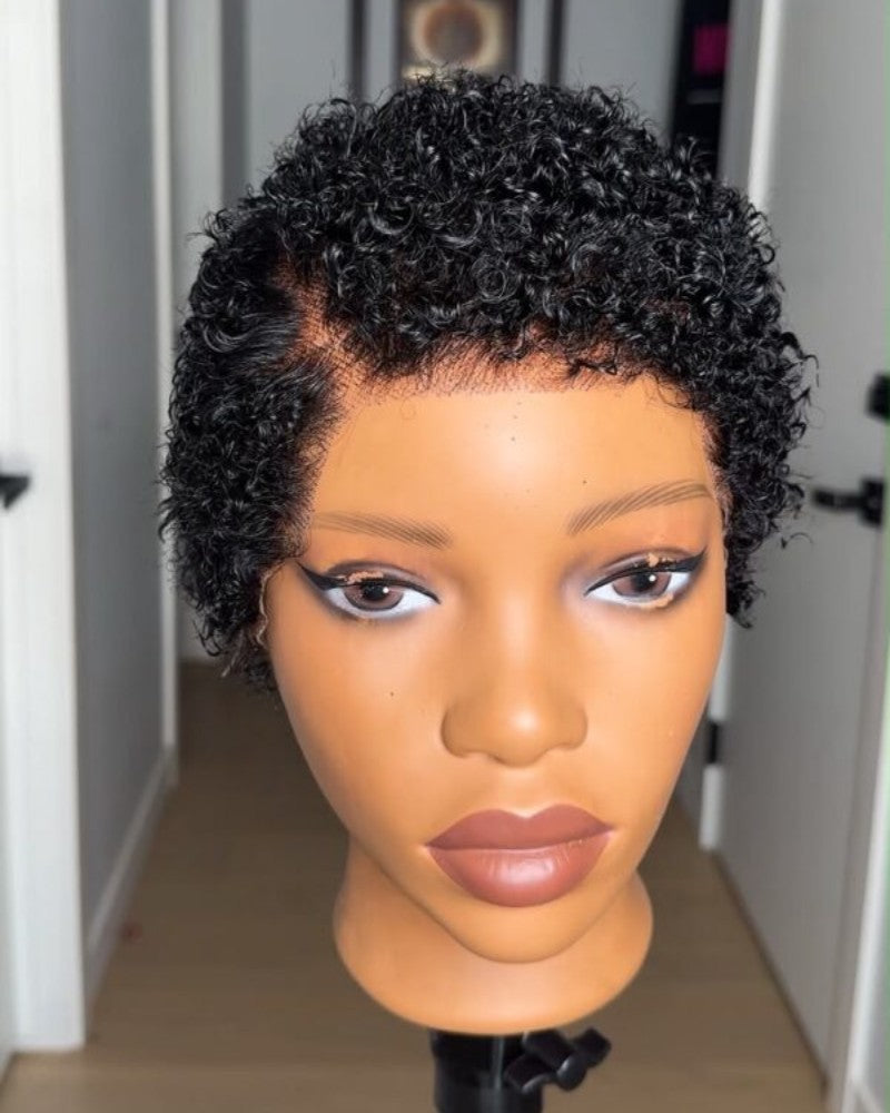 Black Mimi Curly Pixie 13x4 Lace Front Wig