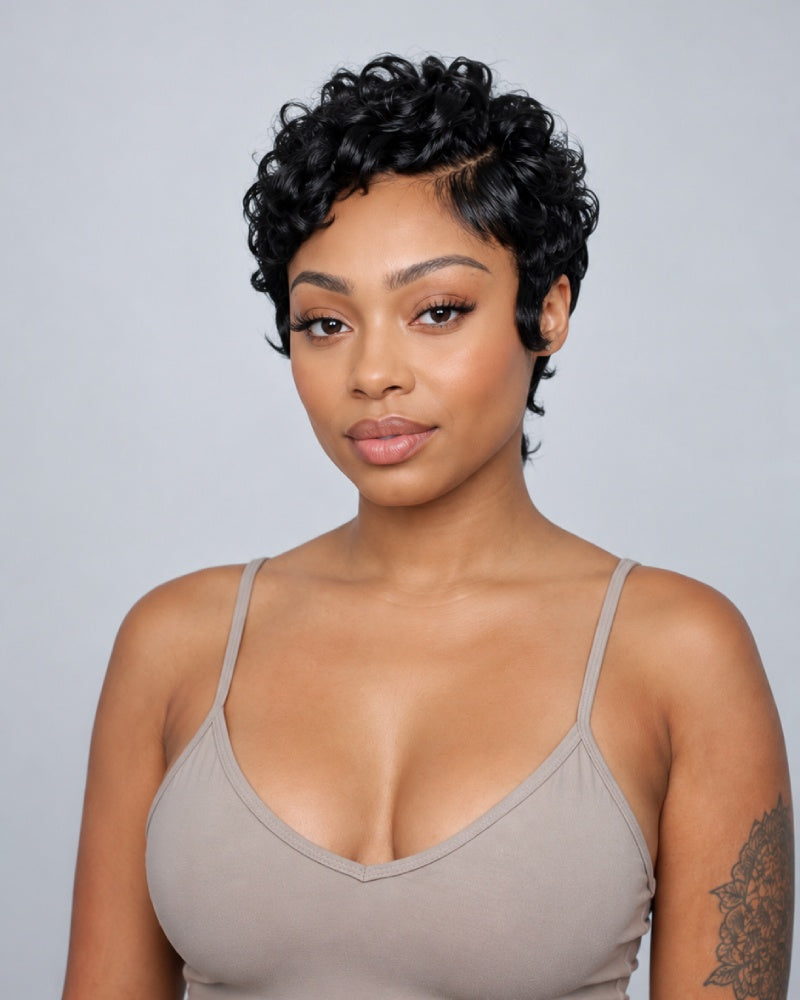 Chic Full Lace Pre-styled Layered Finger Wave Curly Wig with Side Part