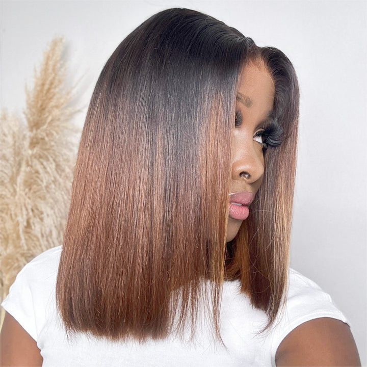 Glueless Ombre Brown 5x5 Lace Closure Straight Wig