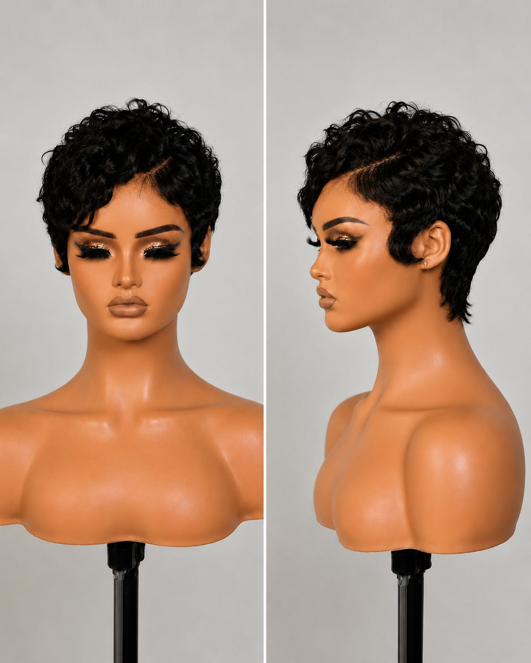 Chic Full Lace Pre-styled Layered Finger Wave Curly Wig with Side Part