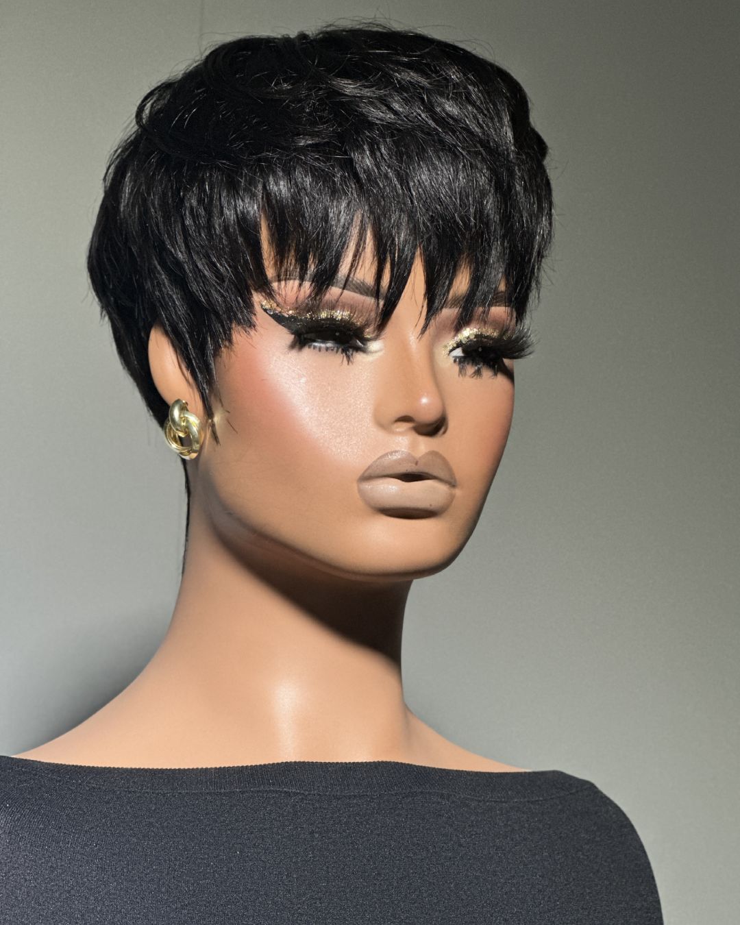 Wear & Go Layered Short Pixie Cut Human Hair Wig With Bang