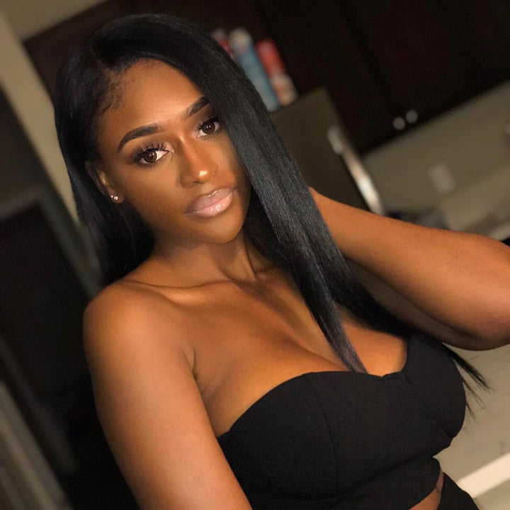 Pre-plucked Yaki 13x4 Lace Frontal Wig Human Hair