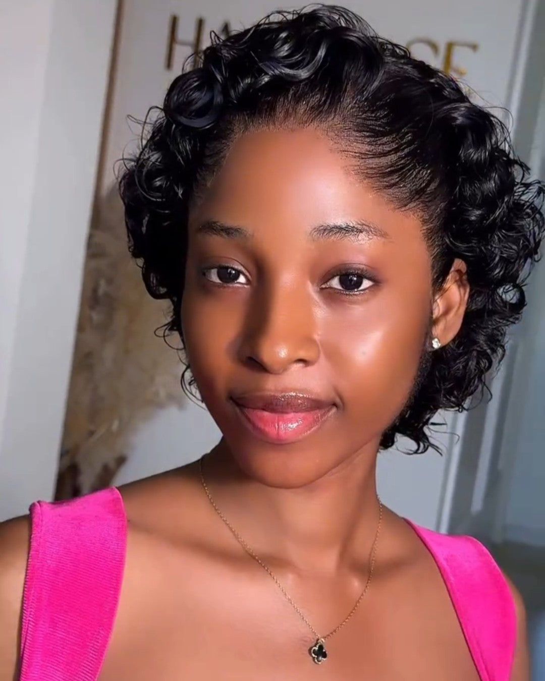 Natural Black Short 13x4 Lace Curly Wig