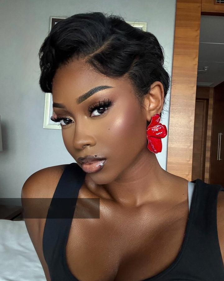 Short Wave Lace Front Wig Side Part Wig 100% Human Hair