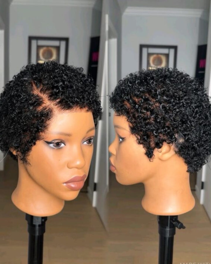 Black Mimi Curly Pixie 13x4 Lace Front Wig