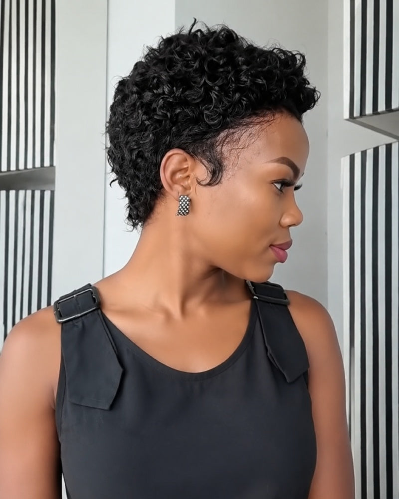 Big Chop Full Lace Short Curly Pixie Wig for Everyday Wear