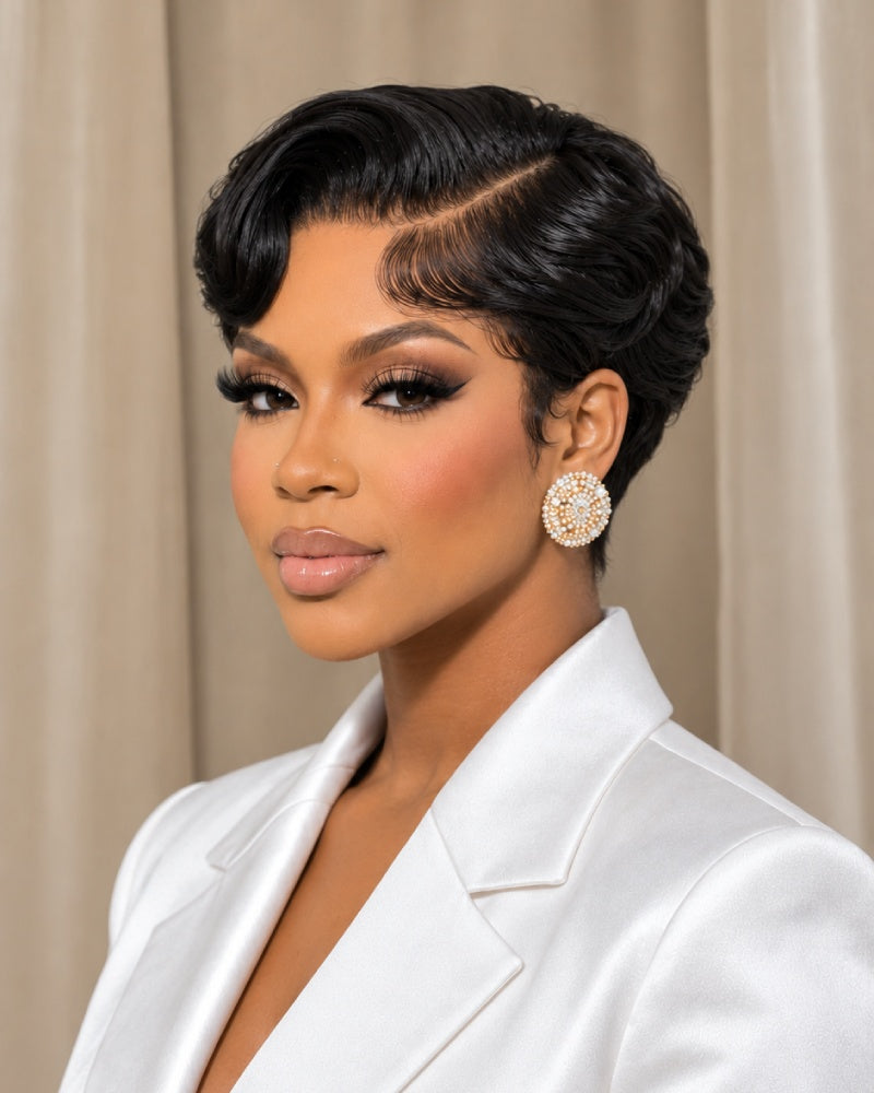 Layers Wave Pixie 13x6 Lace Wig with Swoop Bangs