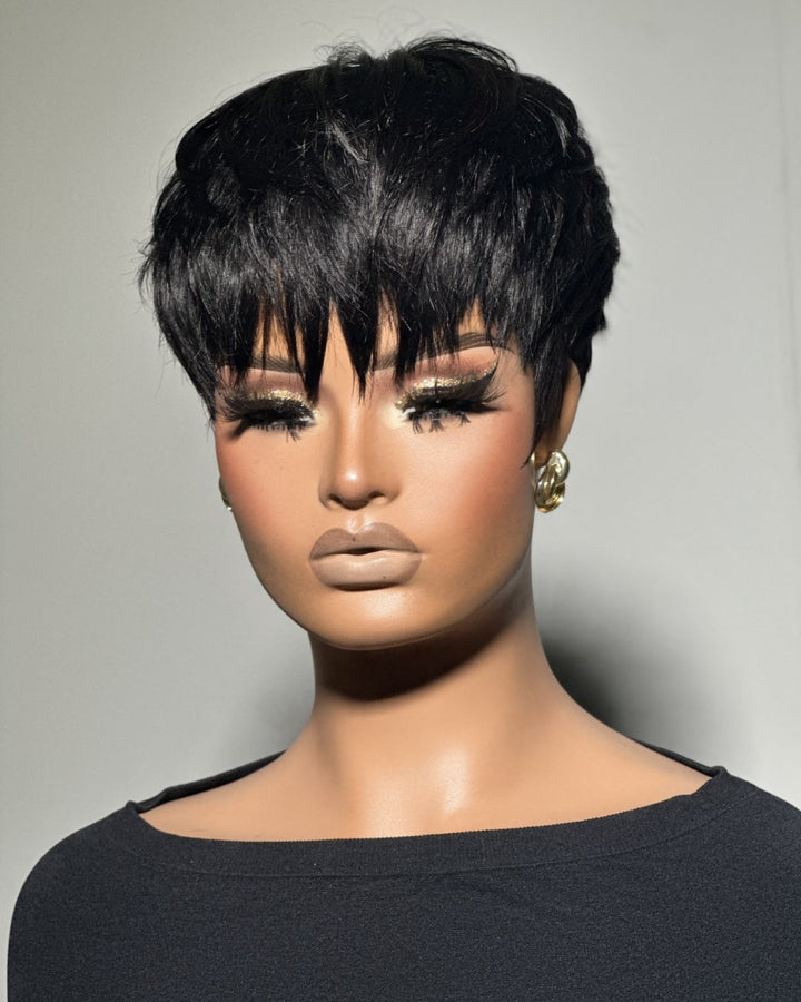 Wear & Go Layered Short Pixie Cut Human Hair Wig With Bang