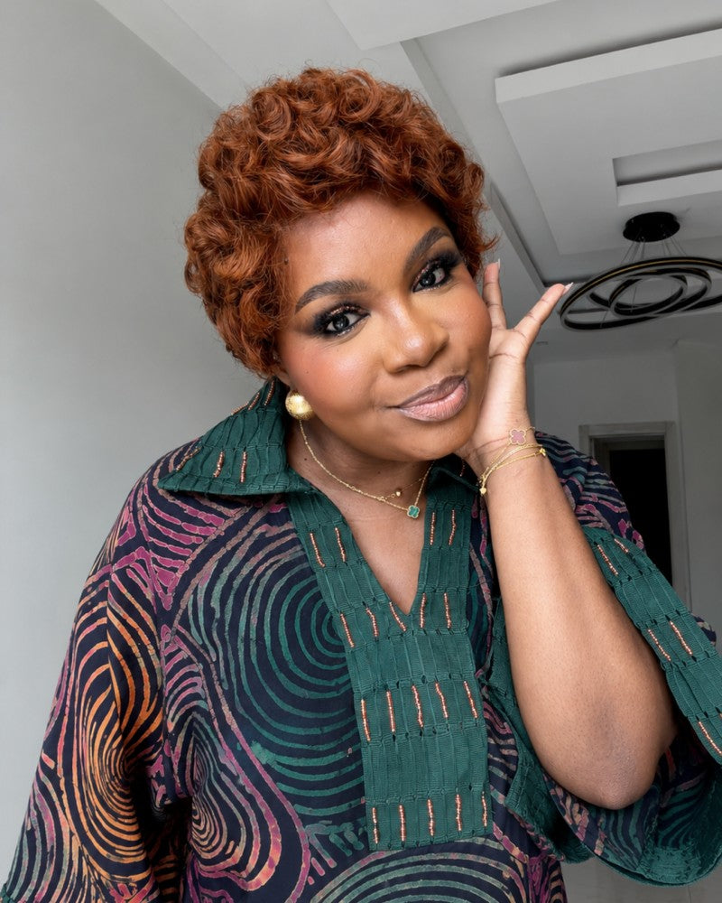 Burnt Orange Short Curls Full Lace Wig