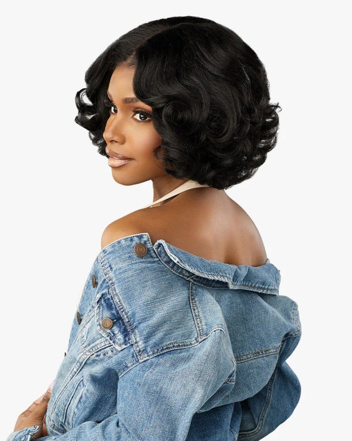 Bouncy Natural Kinky Straight Layered Cut With 4C Kinky Edges Wig