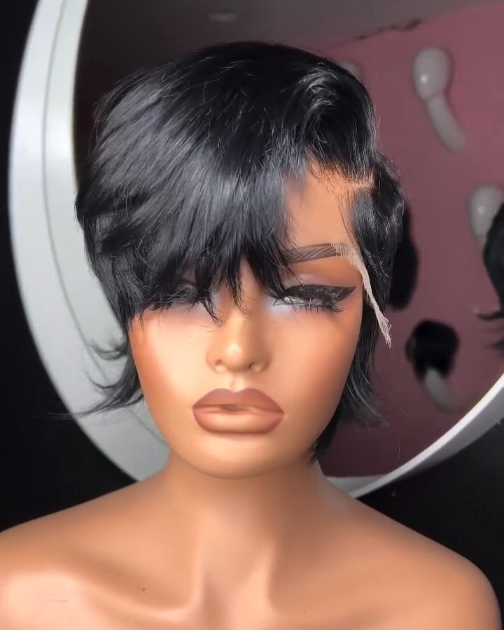 Side-Parted Short Pixie 5x5 Lace Closure Wig