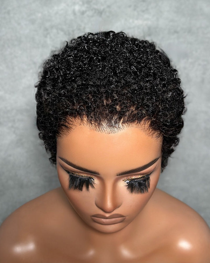 M Hairline Slick Back Water Wave Short Pixie Cut Full Lace Wig