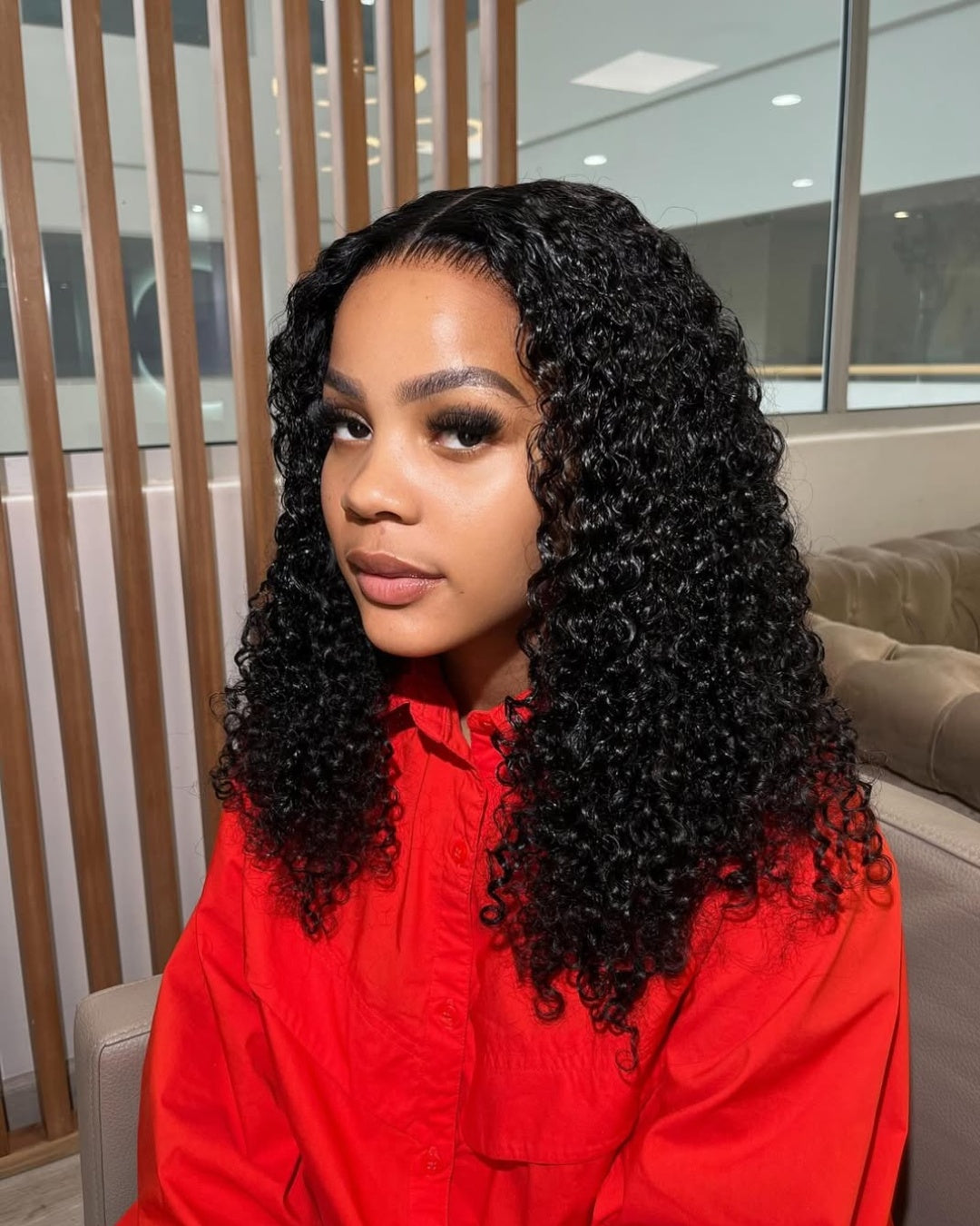 Luxurious Middle Part Jerry Curl 5x5 Lace Clsoure Wig