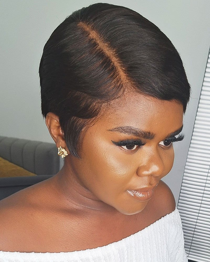 Side Parted Short Full Lace Human Hair Wig