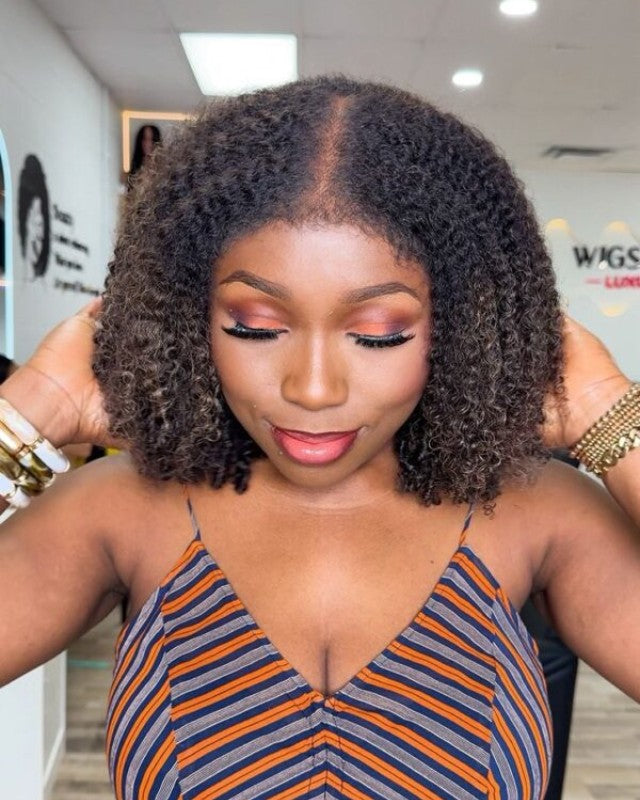 Natural curly hair with light blonde hairline 5x5 lace wig