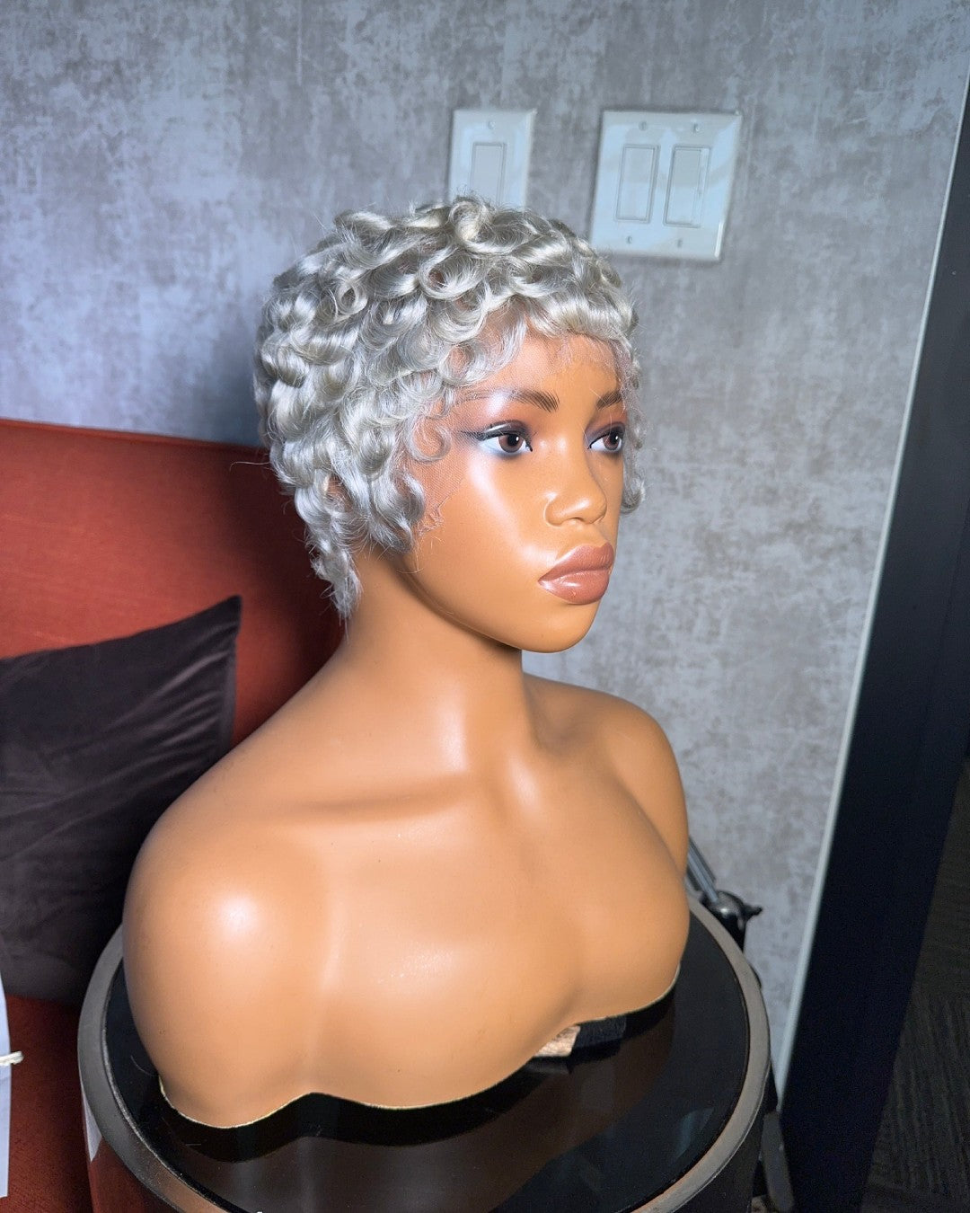 Natural Realistic Short Pixie Cut Curly Full Lace Wig