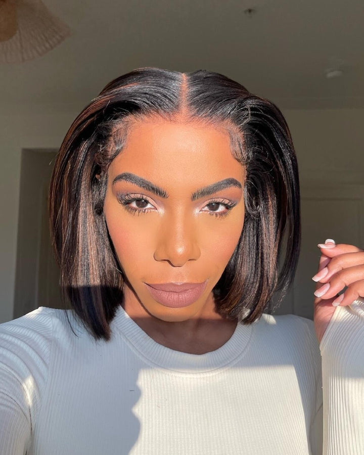 Bob With Brown Highlight 13x4 Lace Frontal Wig