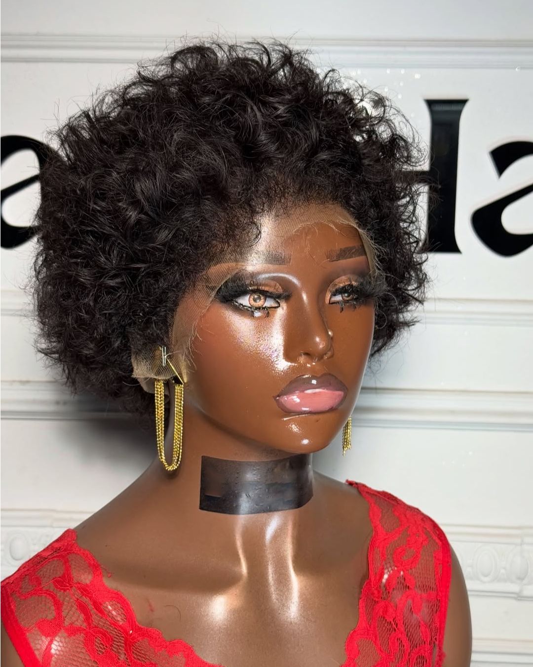 Natural Black Curly Lace Front Wig With Hybrid Hairline