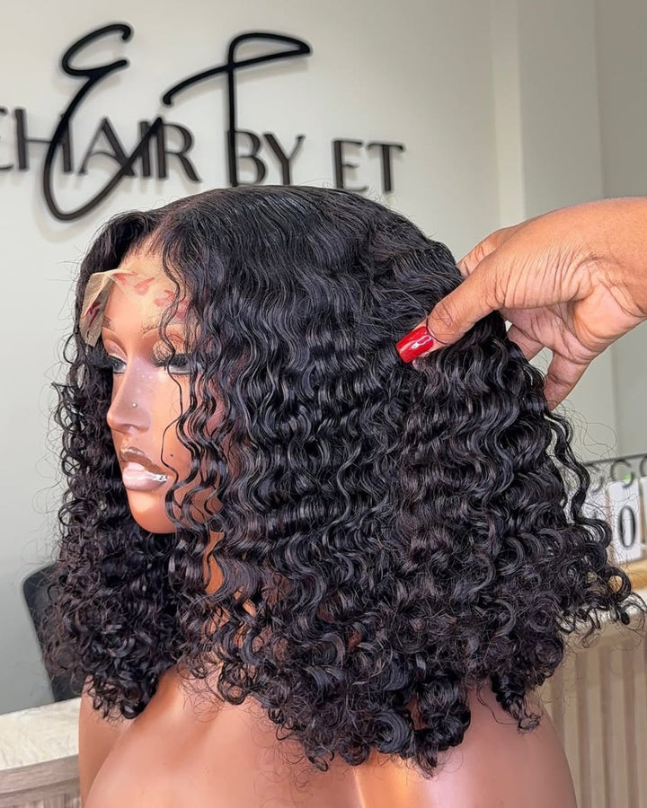 Water Wave Short Bob 5x5 Lace Closure Wig Human Hair Wig